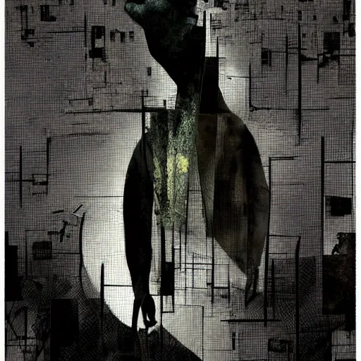 Image similar to no fears, okay one fear, glitch art by Dave McKean