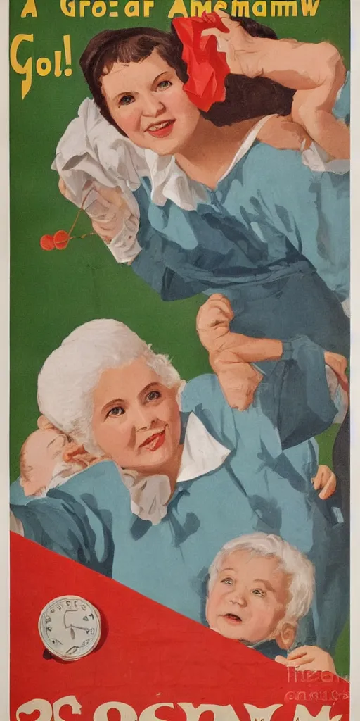 Image similar to buy a grandmother advertisement poster for soviet children