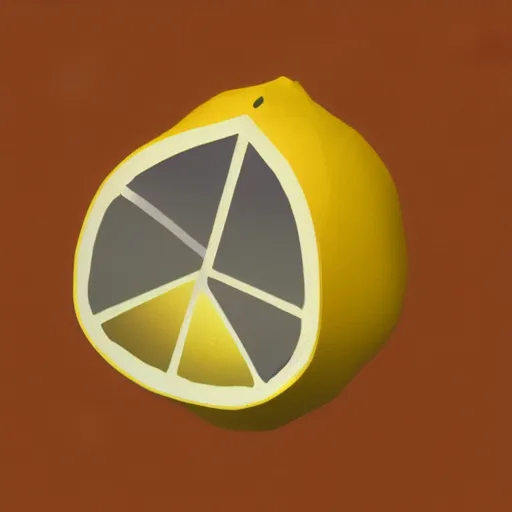 Image similar to a render of a low polygon lemon,