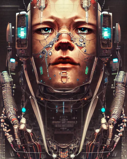 Prompt: robot, character portrait, portrait, close up, concept art, intricate details, highly detailed, sci - fi poster, cyberpunk art, in the style of disney, katsuhiro otomo