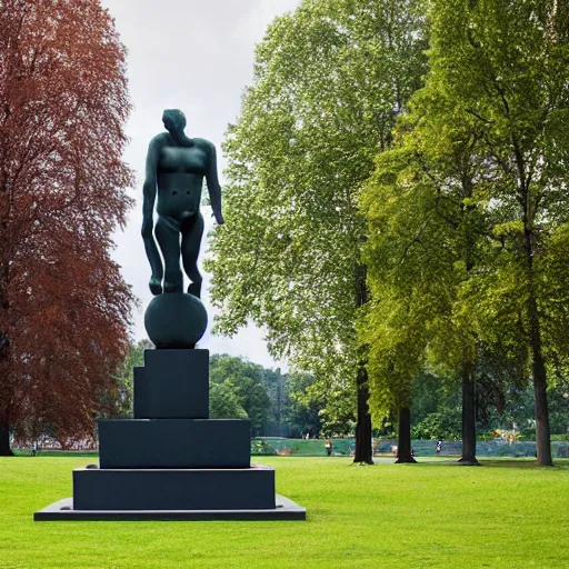 Prompt: sculpture by gustav vigeland, man and woman, park in oslo, photorealistic, centered,