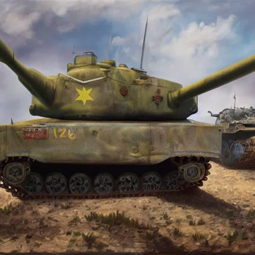 Image similar to portrait of wwii tank with amusement park camouflage paint, hyperdetailed texture, beautiful octane lighting, trending on artstationhq, oil on canvas