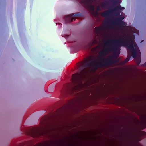 Image similar to a beautiful portrait of a beautiful crimson sorceress, game of thrones concept art by pete mohrbacher and guweiz and ilya kuvshinov, digital art, highly detailed, intricate, sharp focus, trending on artstation hq, deviantart, unreal engine 5, 4 k uhd image