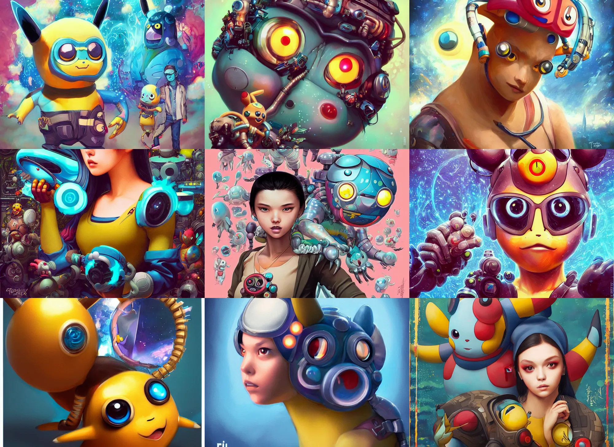 Image similar to lofi BioPunk Pokemon Pikachu portrait Pixar style by Tristan Eaton_Stanley Artgerm and Tom Bagshaw,