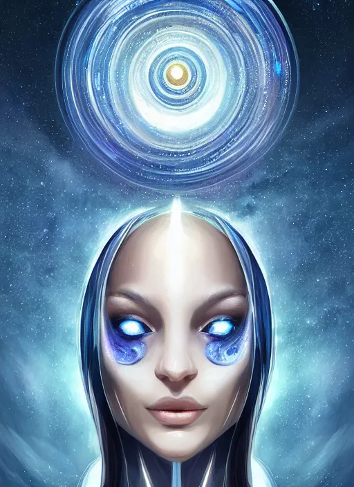 Image similar to symmetry!! galactic space eye, intricate, elegant, highly detailed, digital painting, artstation, concept art, smooth, cosmic, soft light, illustration, art by artgerm