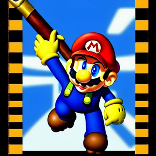 Image similar to master chef deflects mario's hammer with a shield, digital art