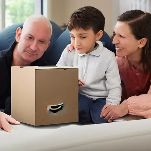 Image similar to A family impressed with their Amazon Alexa device