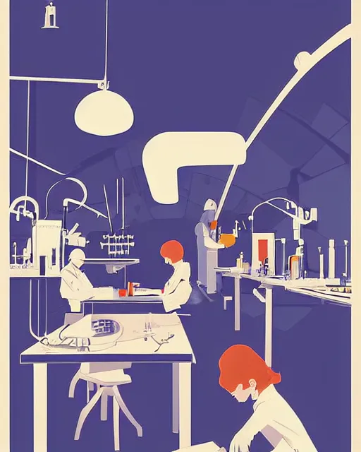 Image similar to science lab. clean cel shaded vector art. illustration art by tatsuro kiuchi and kilian eng