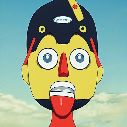 Image similar to the mayo man, angular humanoid blob of mayonnaise, angry eyes, shaded out eyes, 2 0 0 1 anime, flcl, golden hour, japanese town, cel - shaded, strong shadows, vivid hues, y 2 k aesthetic