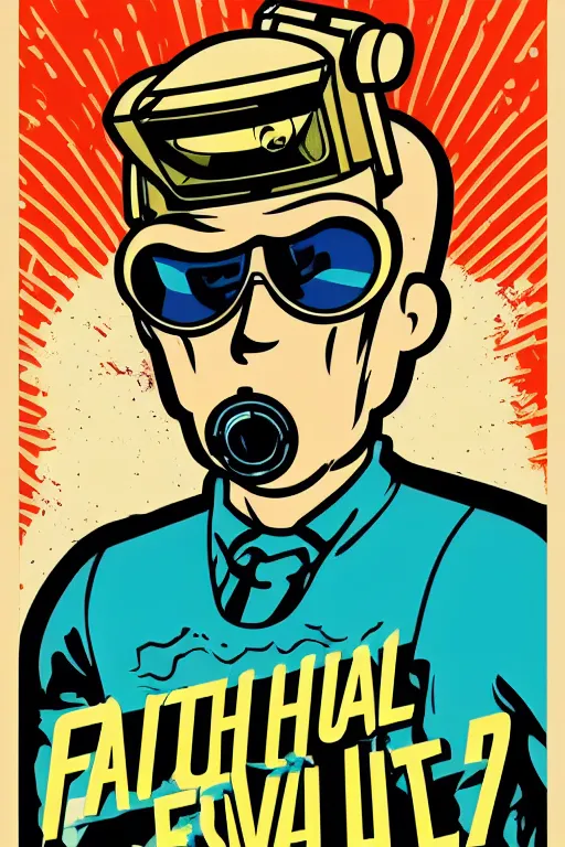 Image similar to fallout 7 6 retro futurist illustration art by butcher billy, sticker, colorful, illustration, highly detailed, simple, smooth and clean vector curves, no jagged lines, vector art, smooth andy warhol style