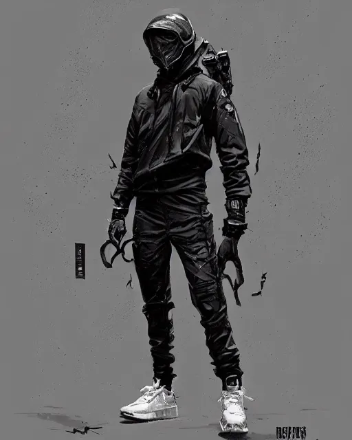 Image similar to Medium shot of a character wearing Nike ACG+Acronym+Riot Division in the style of greg rutkowski