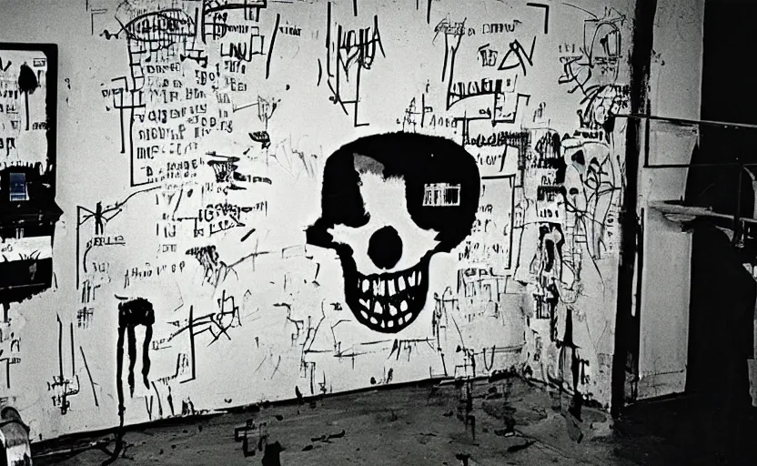 Image similar to photograph of a basquiat skull machine