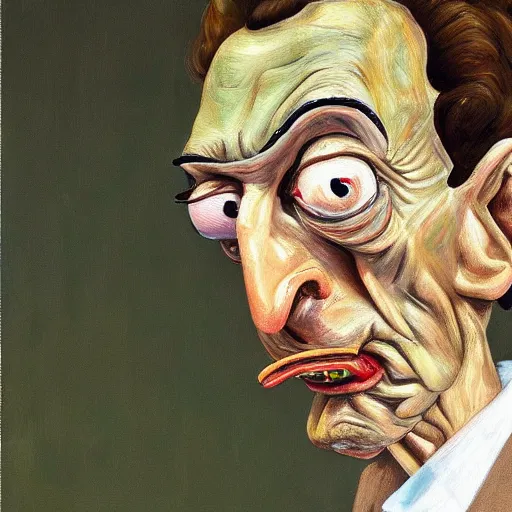 Prompt: high quality high detail painting by lucian freud, hd, portrait of rick and morty