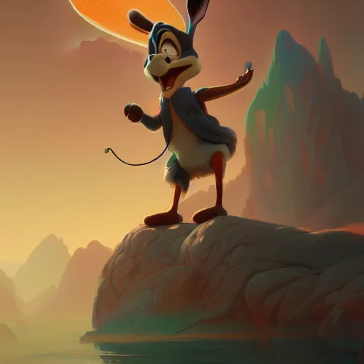 Prompt: looney tunes, extremely detailed digital painting, in the style of fenghua zhong and ruan jia and jeremy lipking and peter mohrbacher, mystical colors, rim light, beautiful lighting, 8 k, stunning scene, raytracing, octane, trending on artstation