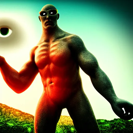 Image similar to a cyclops, giant with 1 eye, high resolution film still, HDR color, 4k