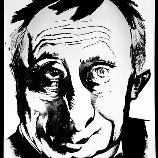 Image similar to a portrait of putin by ralph steadman,