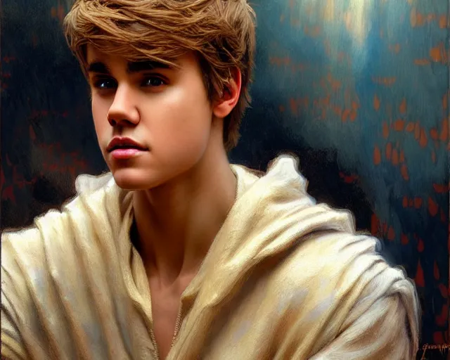Prompt: attractive justin bieber as a god. highly detailed painting by gaston bussiere, craig mullins, j. c. leyendecker 8 k