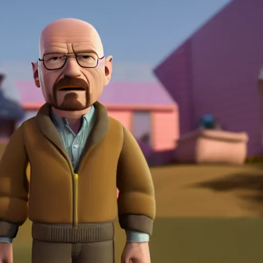 Prompt: still of walter white in a disney pixar movie, 3 d render, octane render