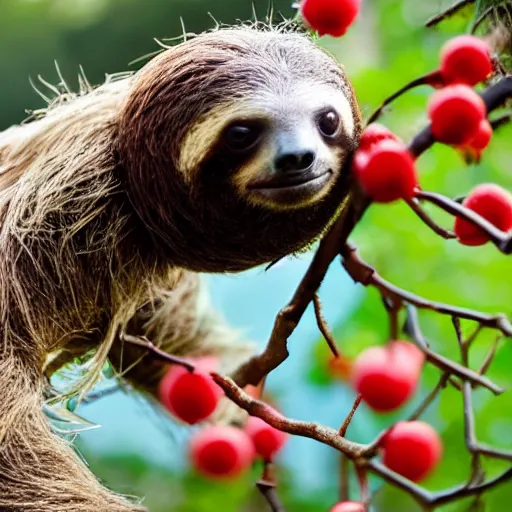 Prompt: a sloth having a panic attack in a Finnish lake while eating berries, in the style of Francis Bacon