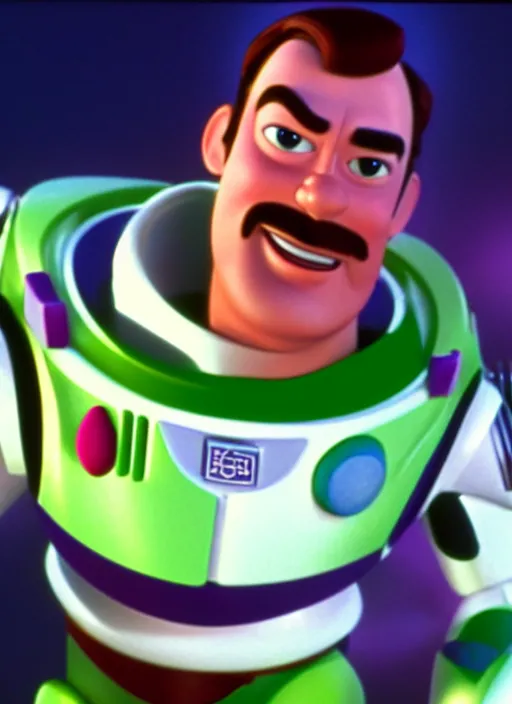 Image similar to film still of tom selleck as buzz lightyear, 4 k