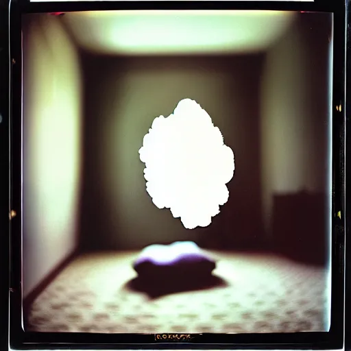 Image similar to kodak portra 4 0 0, wetplate, 3 5 mm, award winnin photo of a room with a singular cloud floating inside it