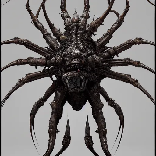 Image similar to giger fractal spider joker alien, digital art, trending in artstation, cinematic lighting, studio quality, smooth render, unreal engine 5 rendered, octane rendered, art style by klimt and nixeu and ian sprigger and wlop and krenz cushart.