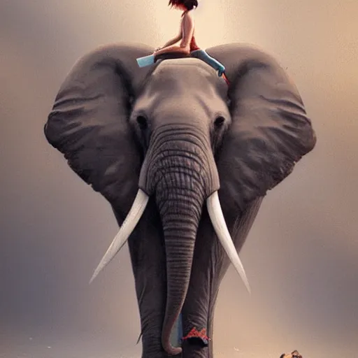 Image similar to an elephant wearing a tutu, greg rutkowski