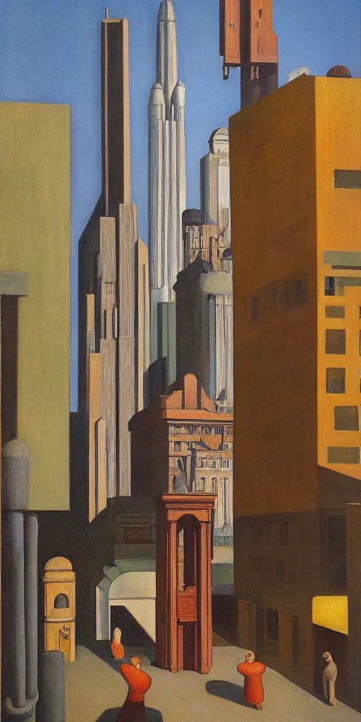 Image similar to grandiose atrium on coruscant, grant wood, pj crook, edward hopper, oil on canvas