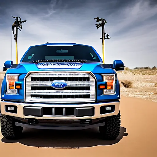 Image similar to an armored ford f-150, 4k, high detail, high-resolution photograph, professional photography, ultra-detail