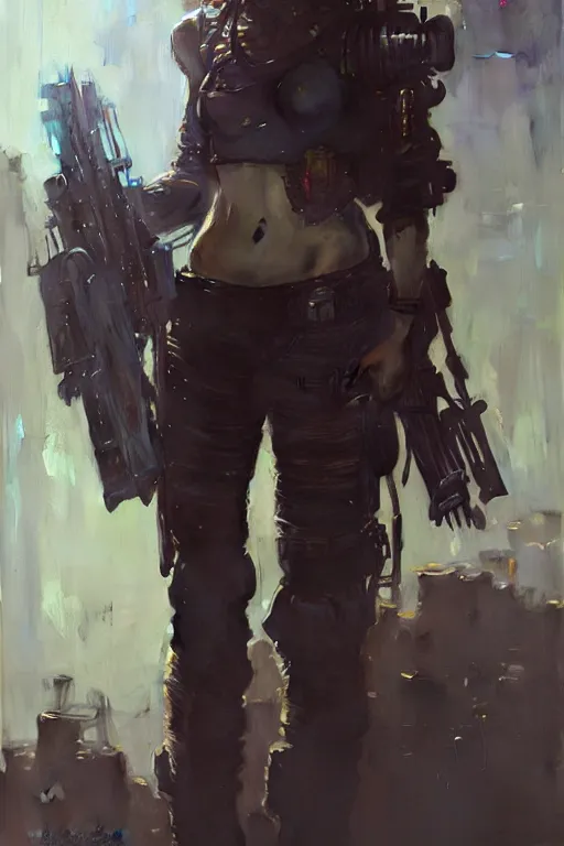 Prompt: full character, a cyberpunk future sniper girl character design, final fantasy face, painting by gaston bussiere, katsuya terada, nc wyeth, greg rutkowski, craig mullins, vermeer, trending on artstation, jeffery catherine jones