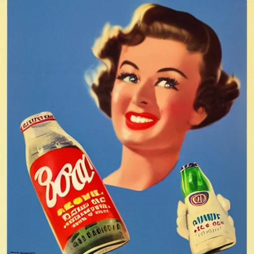 Prompt: a 1 9 5 0 soda ad, in the style of stephen gibb, 4 k,