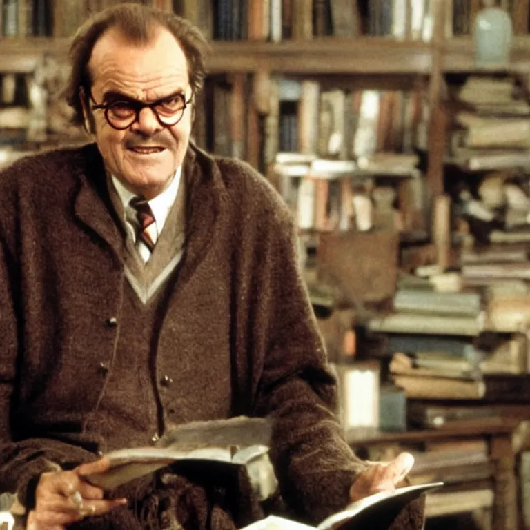 Image similar to Jack Nicholson as a professor in Harry Potter, film still