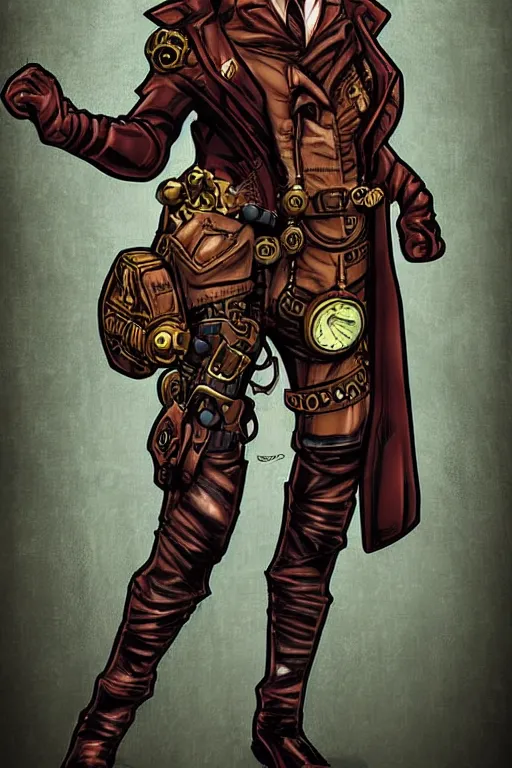 Image similar to steampunk superhero, digital art, comics style art