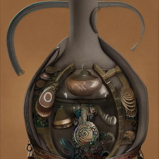 Image similar to Another dimension universe inside ampoules and alambics in a surreal ancient doctor's bag, intricated detailed, soft painting depth of field, trending on artstation