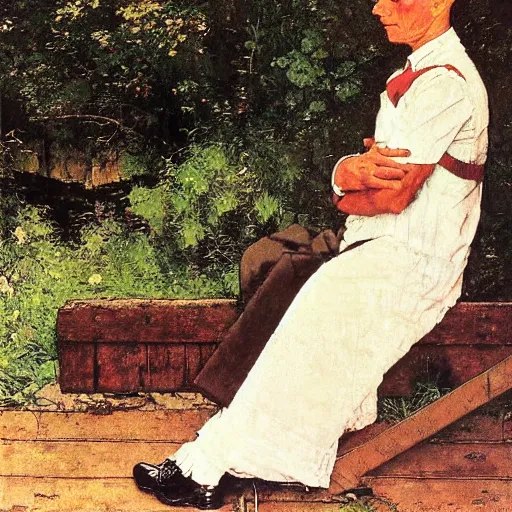 Image similar to a portrait of a character in a scenic environment by norman rockwell