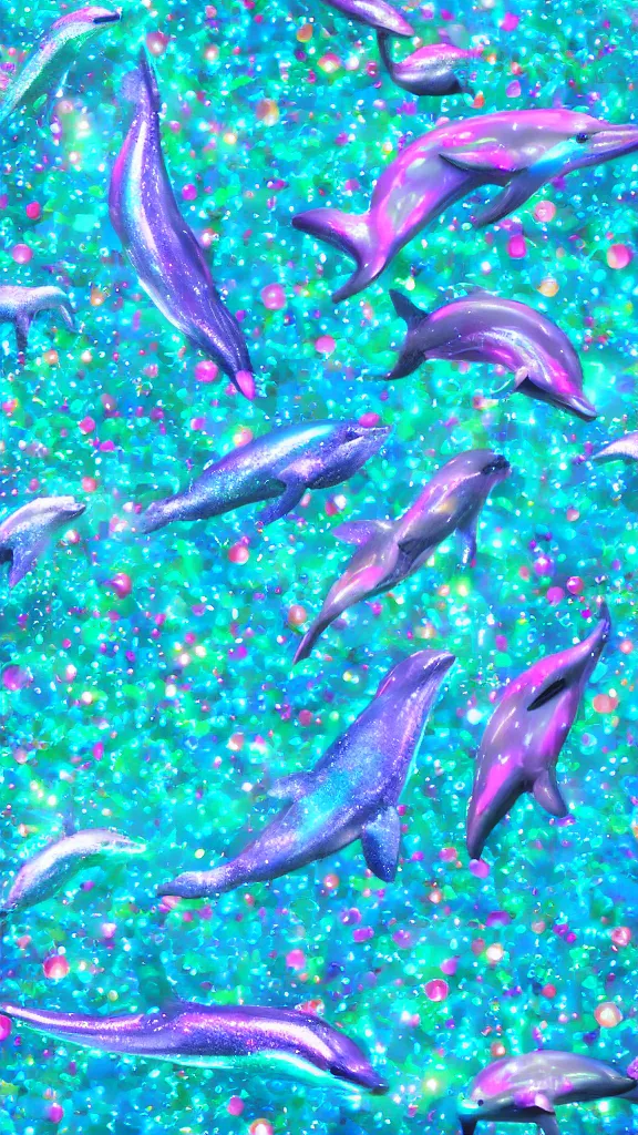 Image similar to popworld 3 d y 2 k dolphins and sparkles, seapunk