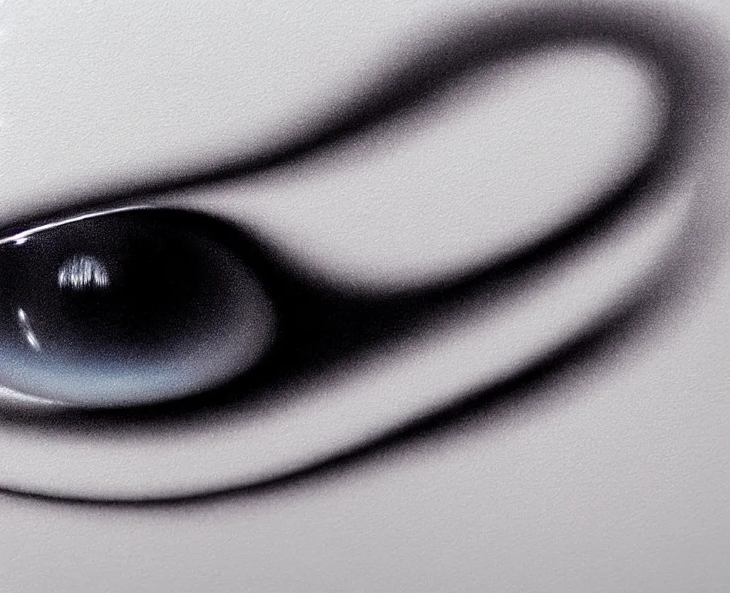 Prompt: close - up of a beautiful matte airbrush of a glossy water drop dripping on a white background, inspired by 8 0's airbrush illustrations, art by masao saito