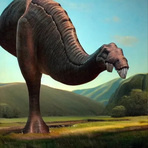 Image similar to big valley, photorealistic, by ul de rico, diplodocus