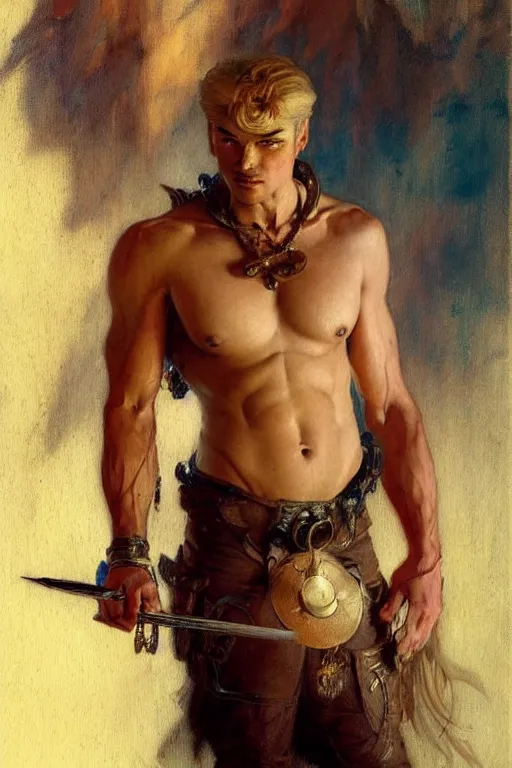 Image similar to attractive male, character design, painting by gaston bussiere, katsuya terada, frank frazetta, tom of finland, trending on artstation