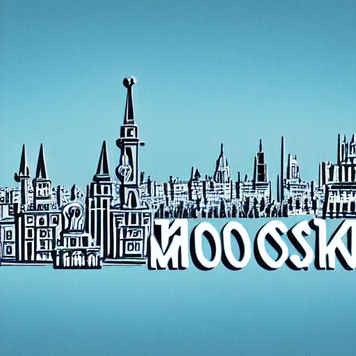 Prompt: moscow skyline, in the style of daniel johnston, 4k, line brush, minimal, overlaid with russian text