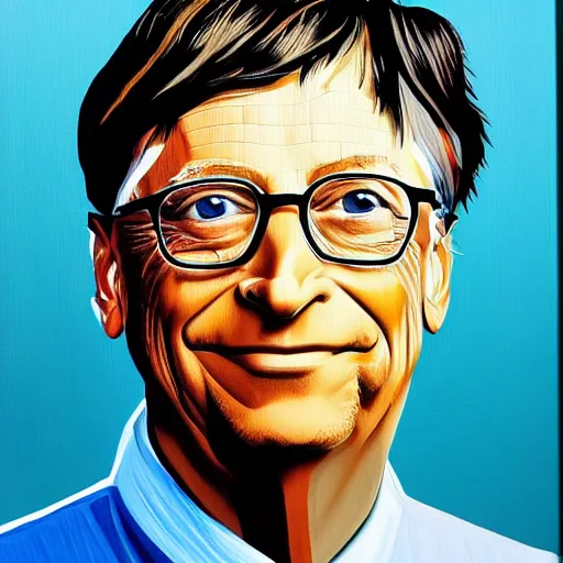 Image similar to portrait of bill gates in the style of Hashim Akib acrylic on canvas colourful strokes