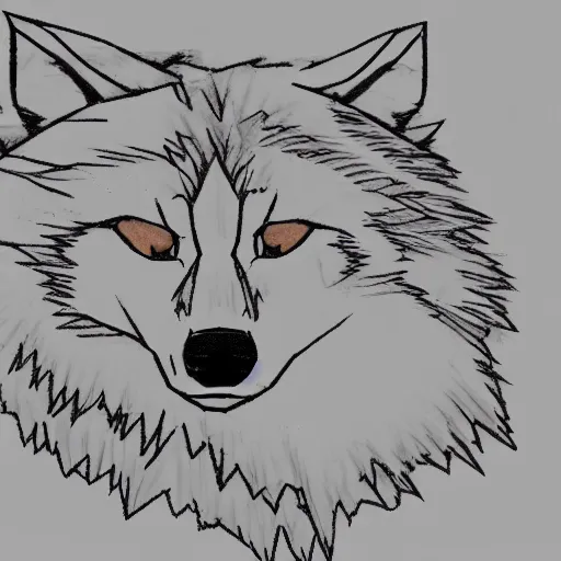 Image similar to wolf template base sketch, sideways view, simple, no color, high quality, HD, 8K