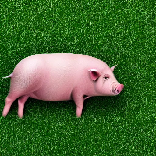 Prompt: A 4k photo of a pig sleeping on grass, highly detailed, focus on the pig