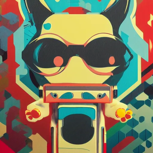 Prompt: Kidrobot Munny profile picture by Sachin Teng, asymmetrical, Organic Painting , Matte Painting, geometric shapes, hard edges, graffiti, street art:2 by Sachin Teng:4