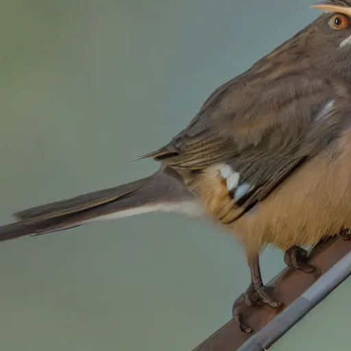 Image similar to extremely detailed cartoon bird looking directly into camera