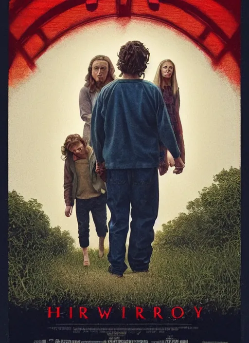 Image similar to a movie poster for hereditary ( 2 0 1 8 ), poster art by drew struzan, featured on reddit, retrofuturism, movie poster, reimagined by industrial light and magic, poster art