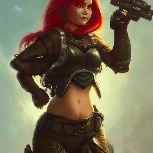 Image similar to A portrait of Ariel Winter as space pirate mercenary by Ruan Jia and Mandy Jurgens and Artgerm and william-adolphe bouguerea, highly detailed, trending on artstation, award winning,