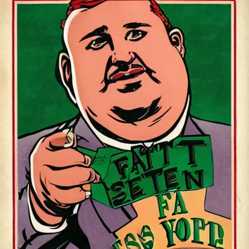 Image similar to fat man we respect you a lot fat man, snake oil CMO purple green color scheme