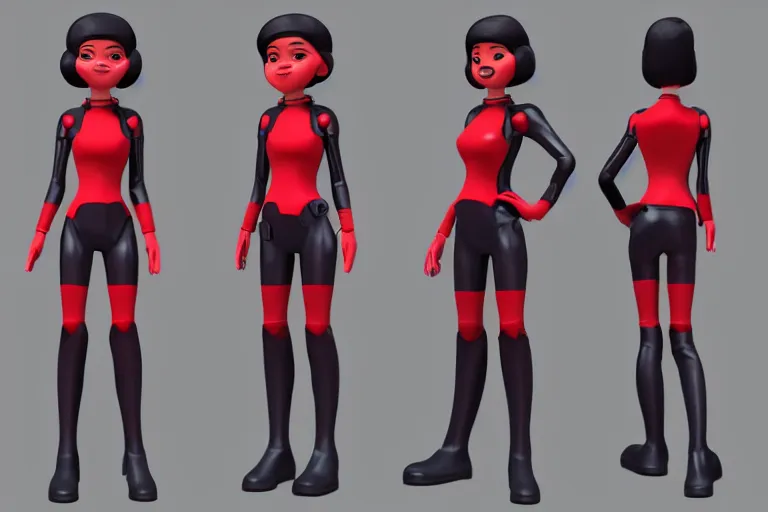 prompthunt: 3d model tpose turnaround of female sci fi character