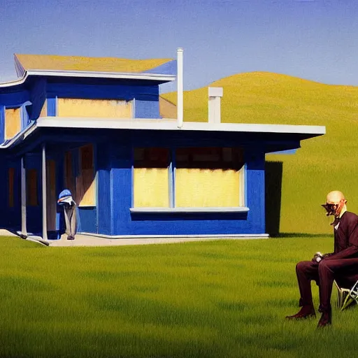 Image similar to Portrait of a Walter white wearing a business, very coherent, painted by Edward Hopper, Wayne Barlowe, painted by James Gilleard, airbrush, art by JamesJean
